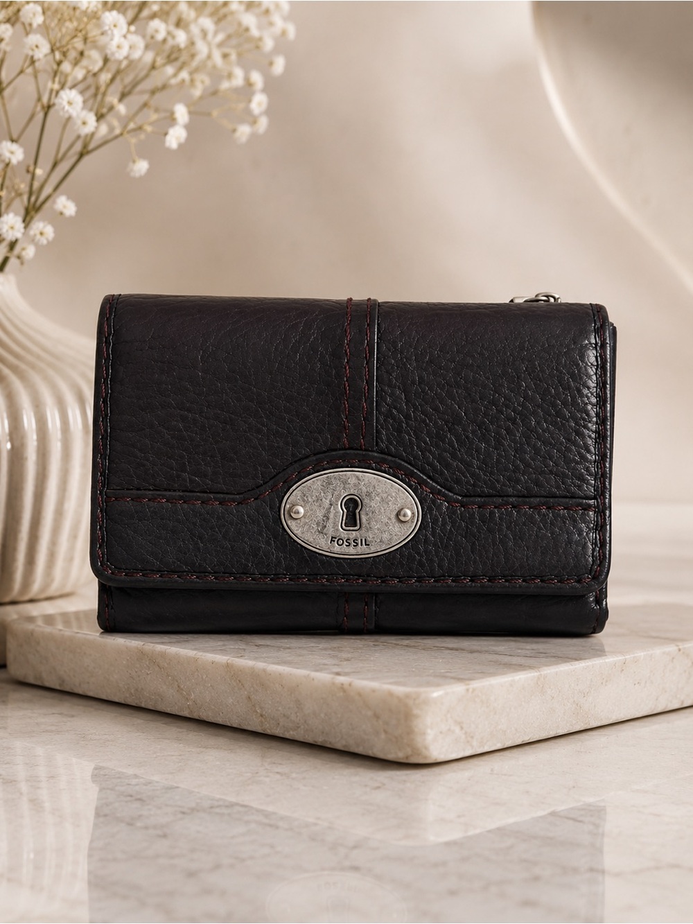 Fossil Black Pebbled Leather Wallet Fossil Clutch Organizer